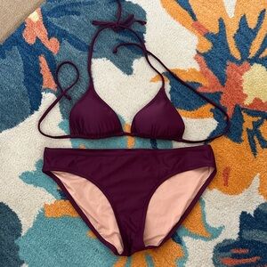 J.Crew Women's Plum Triangle Bikini Set S, M